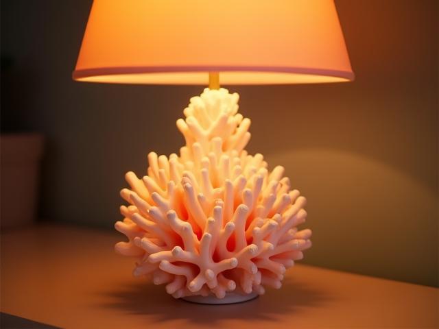 Decorative coral inspired table lamp with soft glow